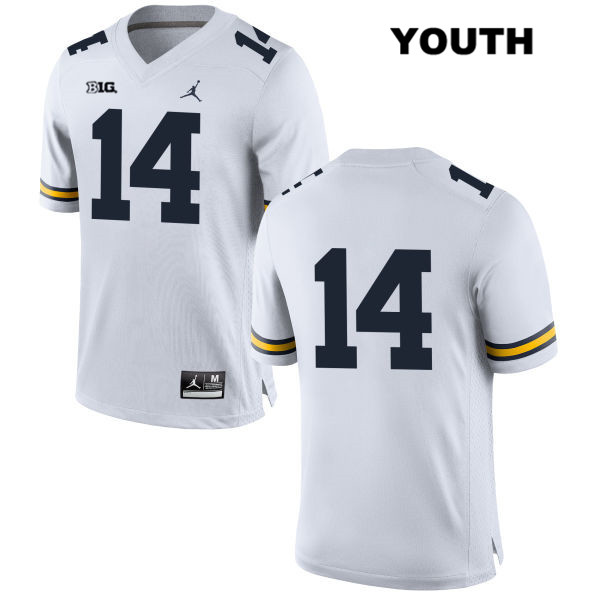 Youth NCAA Michigan Wolverines Kyle Grady #14 No Name White Jordan Brand Authentic Stitched Football College Jersey CS25V30FK